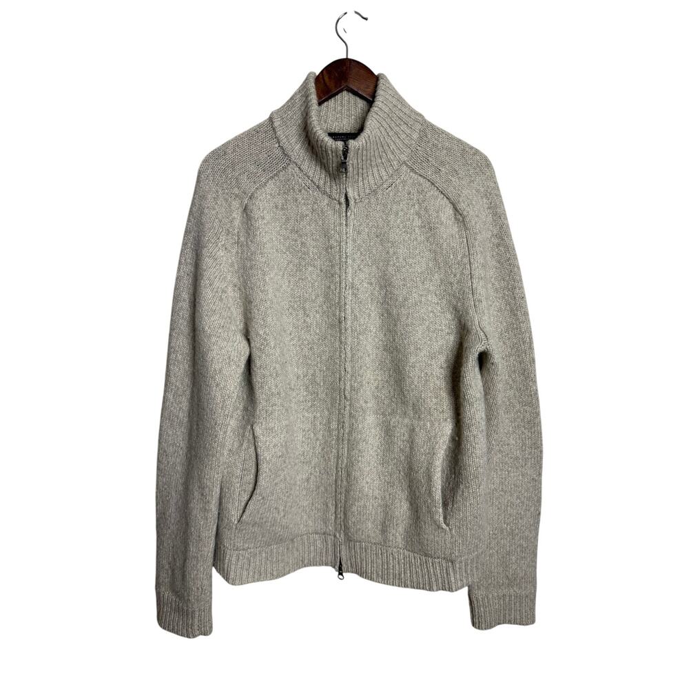 Banana Republic Heavy Chunky Lambswool Alpaca Full Zip Sweater Jacket Mens L